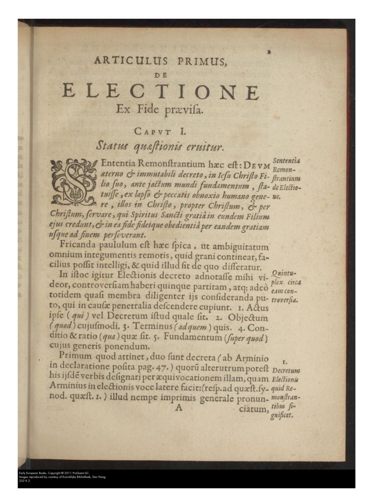 Opening page of Article I in the 1618 Leiden edition of the Coronis