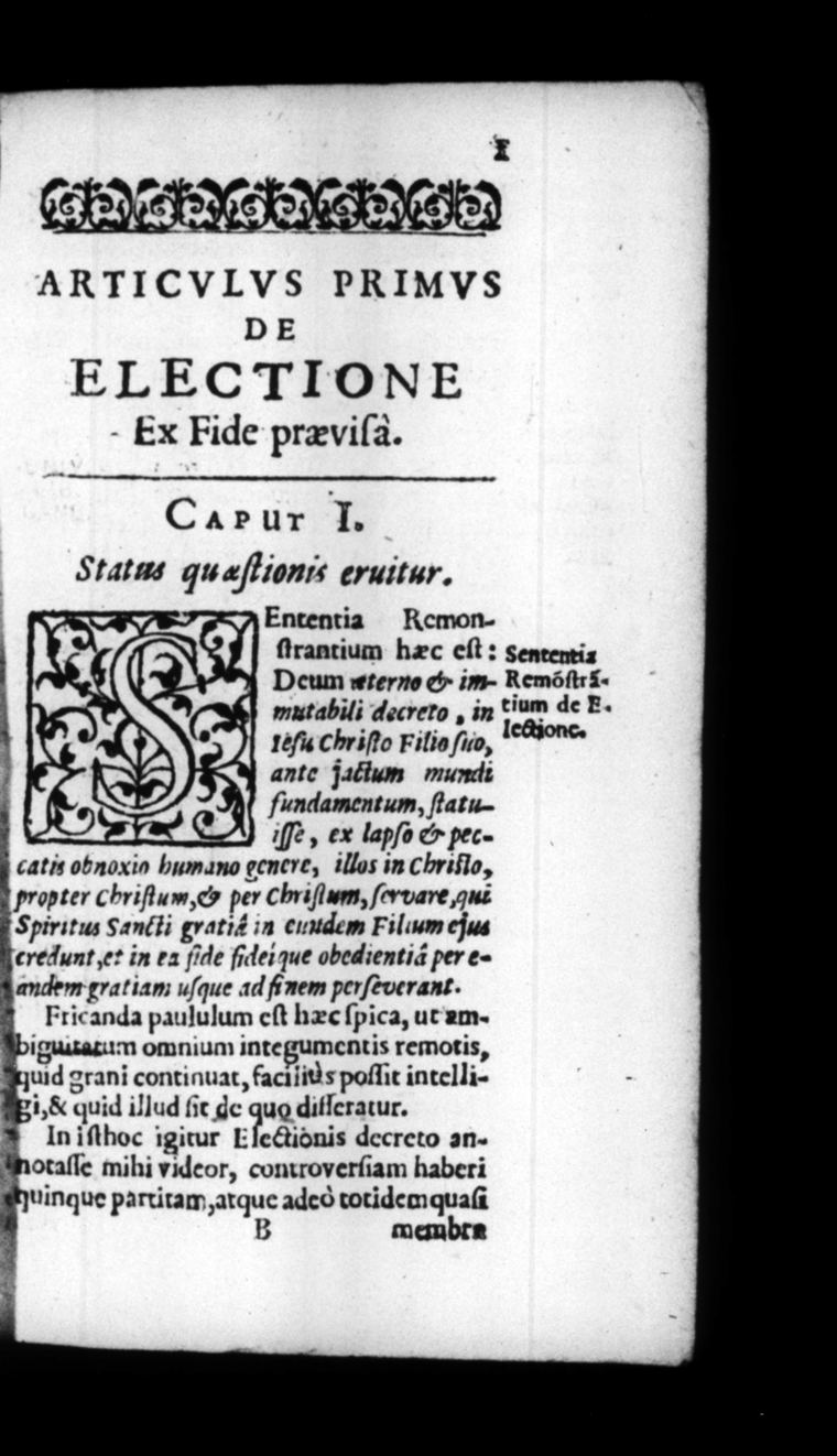 Opening page of Article I in the 1632 London edition of the Coronis